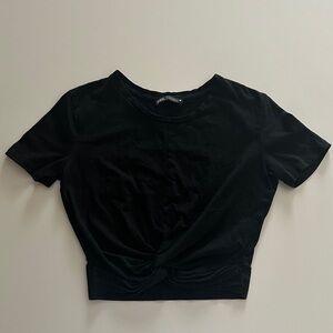 Zara Black Twist-Front Crop Top